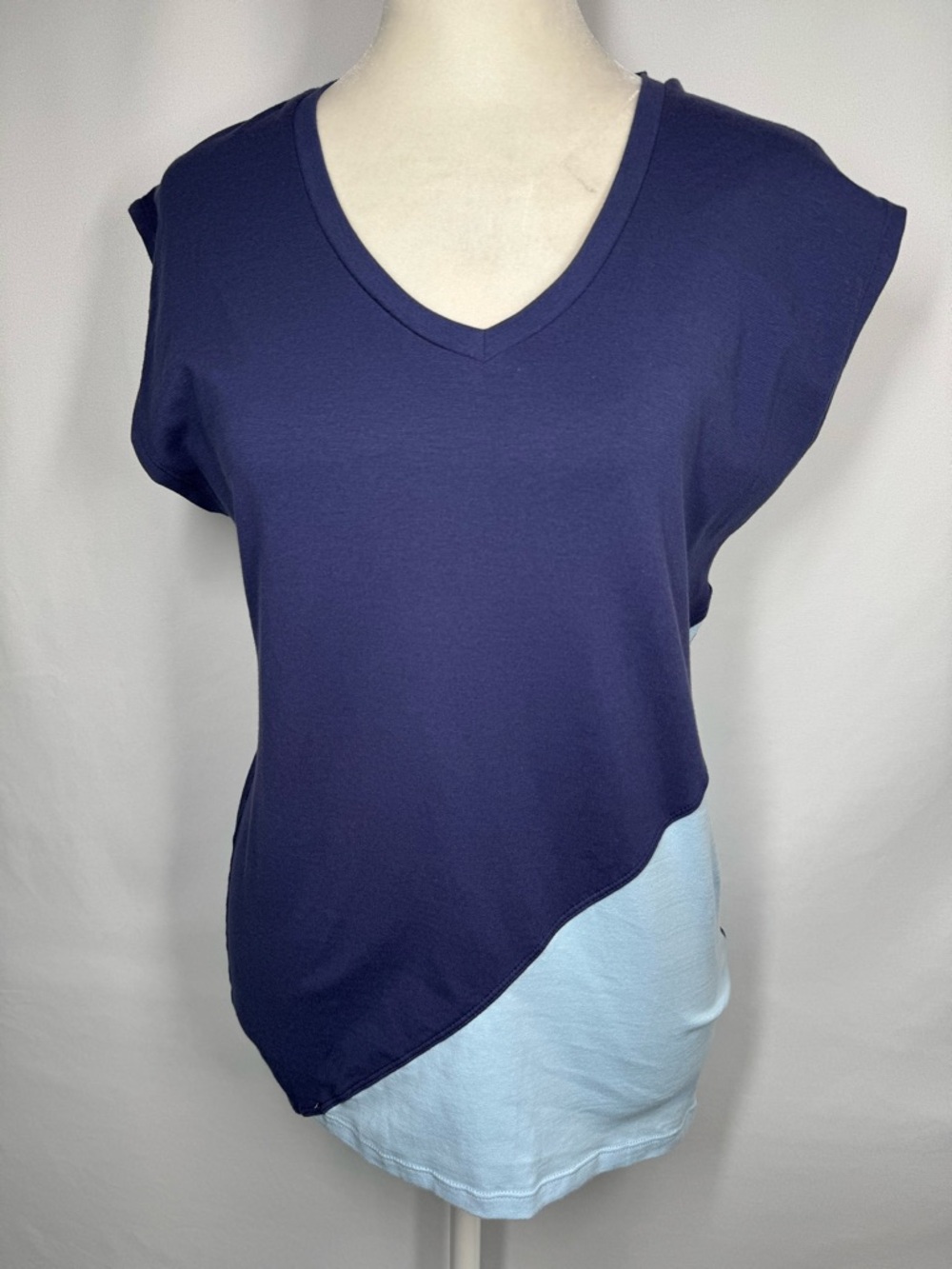 NWT The North Face Women's Asymmetrical V-Neck Training Shirt Navy/Light Blue S